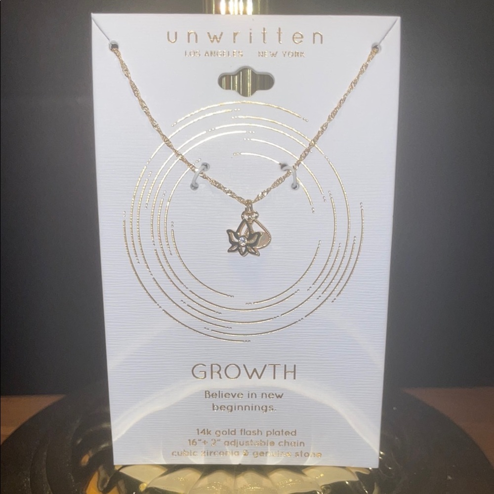 Fairy Unwritten Gold Necklace with Lotus Pendant